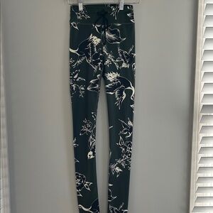 The Upside Olive Green Floral Print Performance Leggings